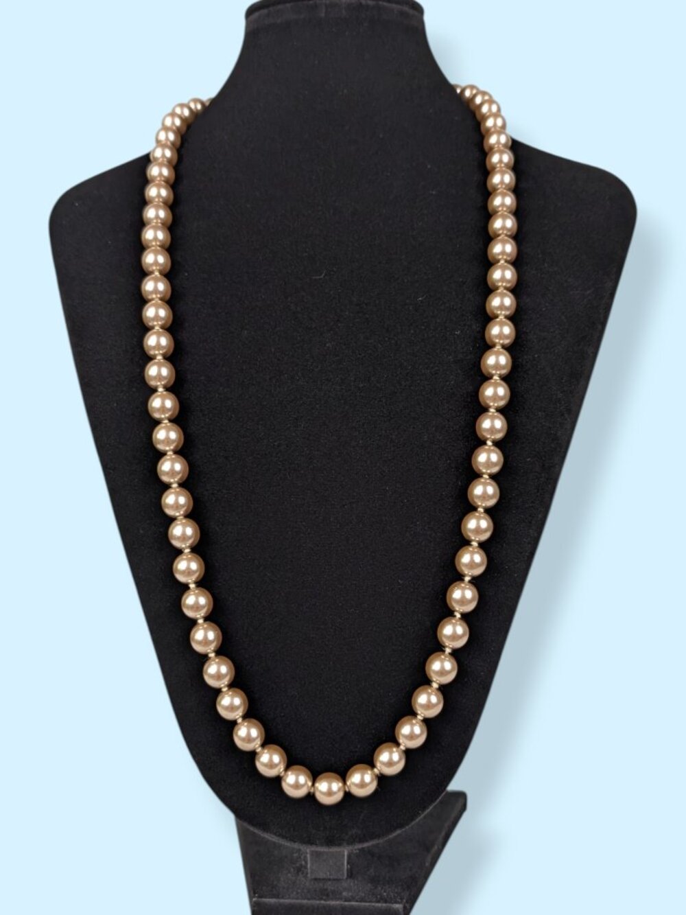 Vintage Joan Rivers Knotted Beige Faux Pearl Necklace